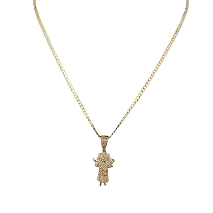 14k Hollow Cuban chain wt Divine child Pendant