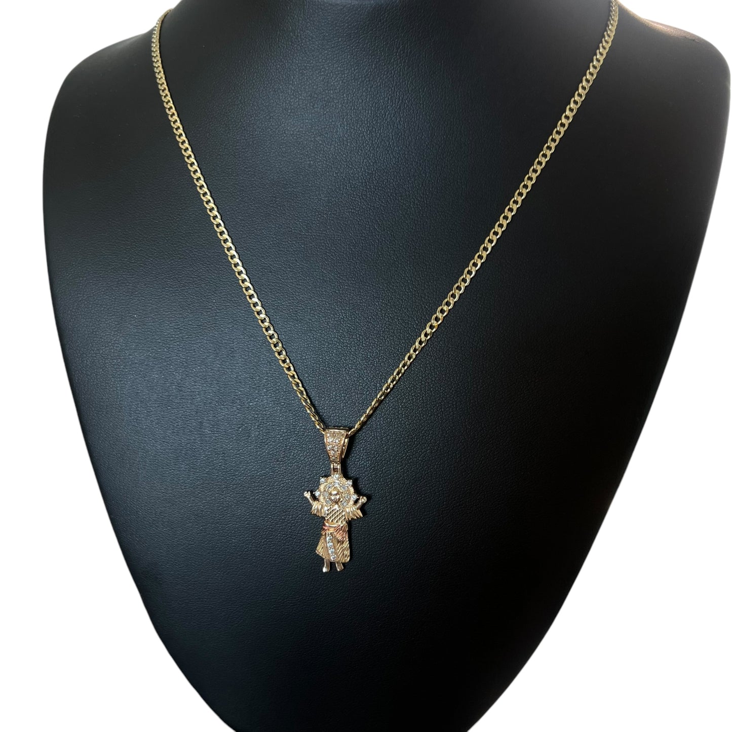 14k Hollow Cuban chain wt Divine child Pendant