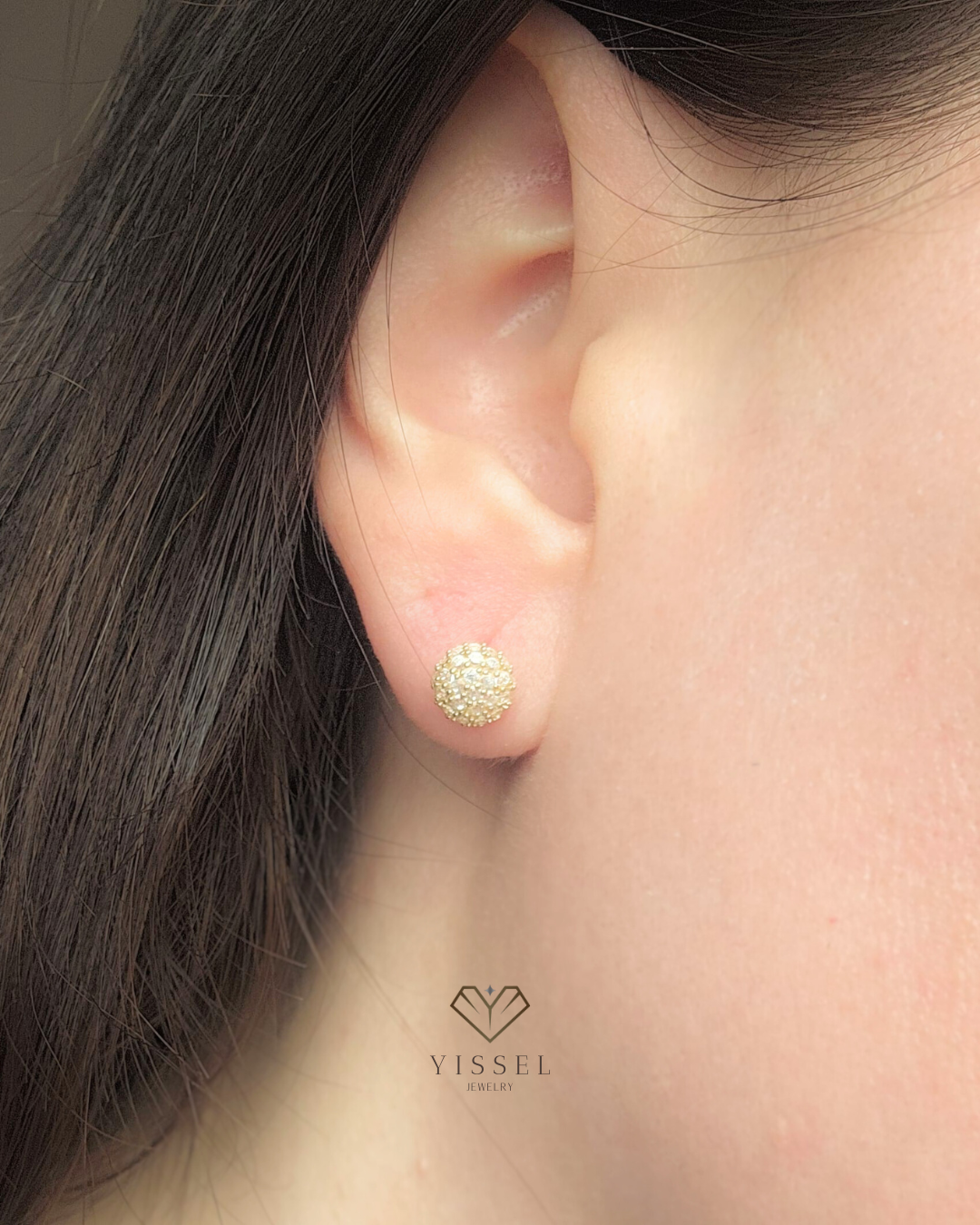 14k CZ Round Earrings