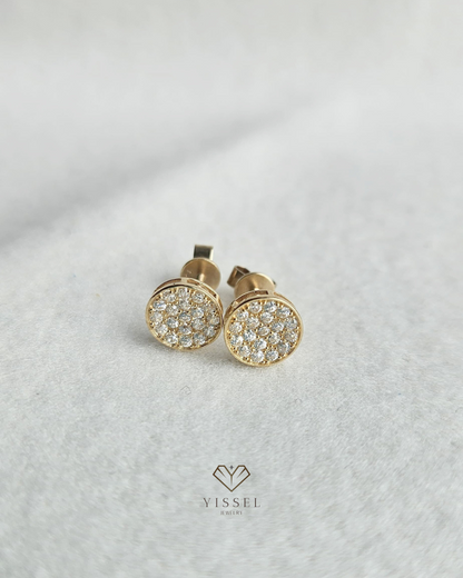 14k CZ Round Earring