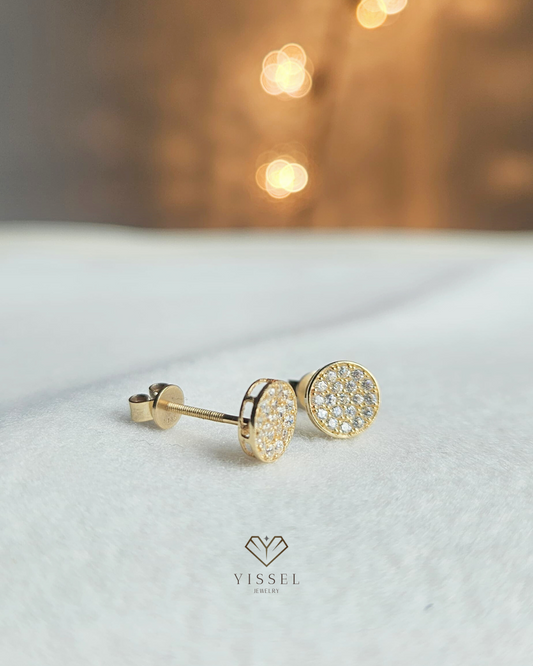 14k CZ Round Earring