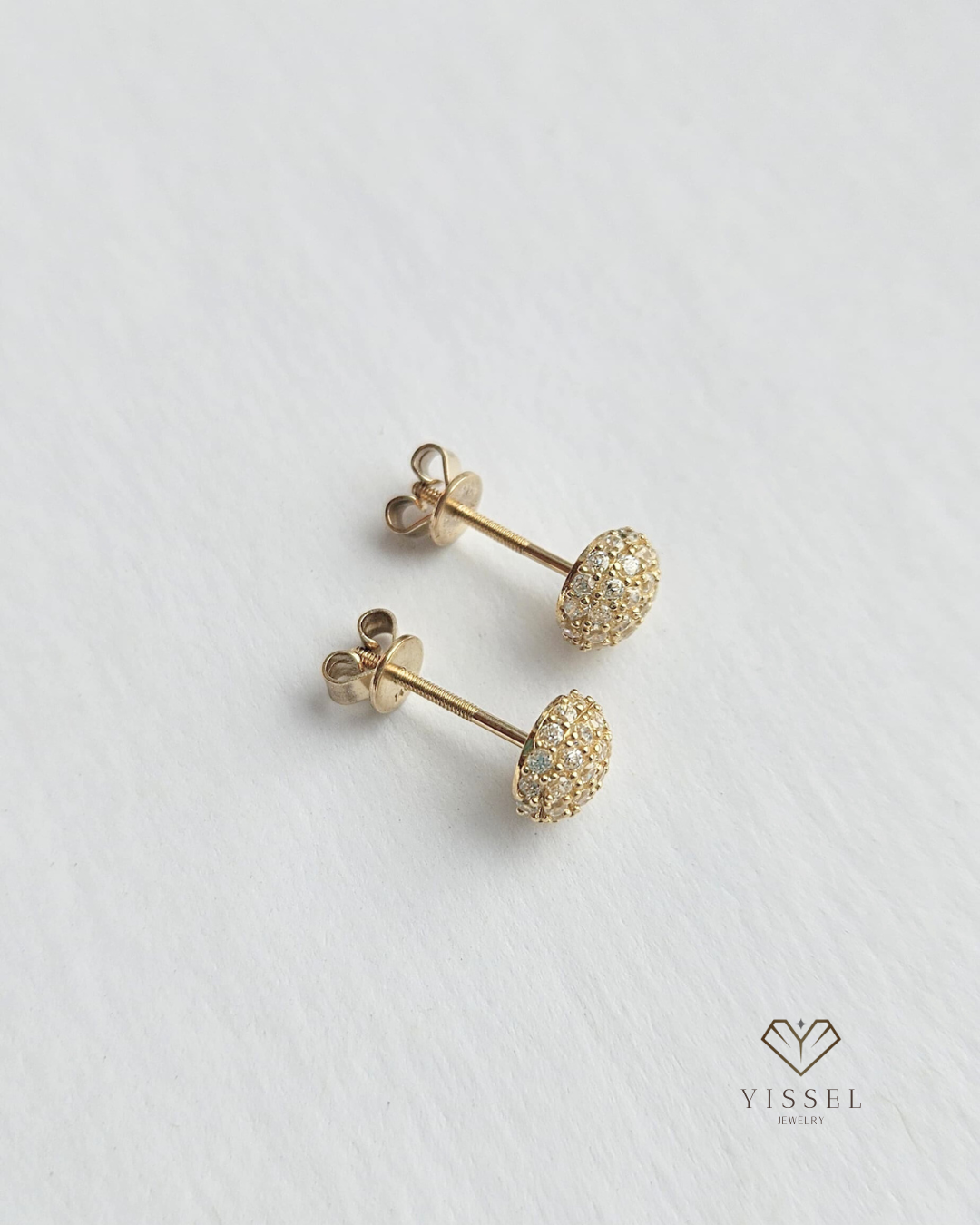 14k CZ Round Earrings