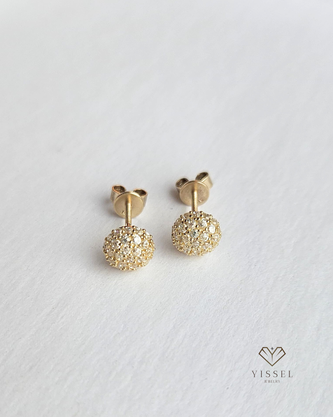 14k CZ Round Earrings