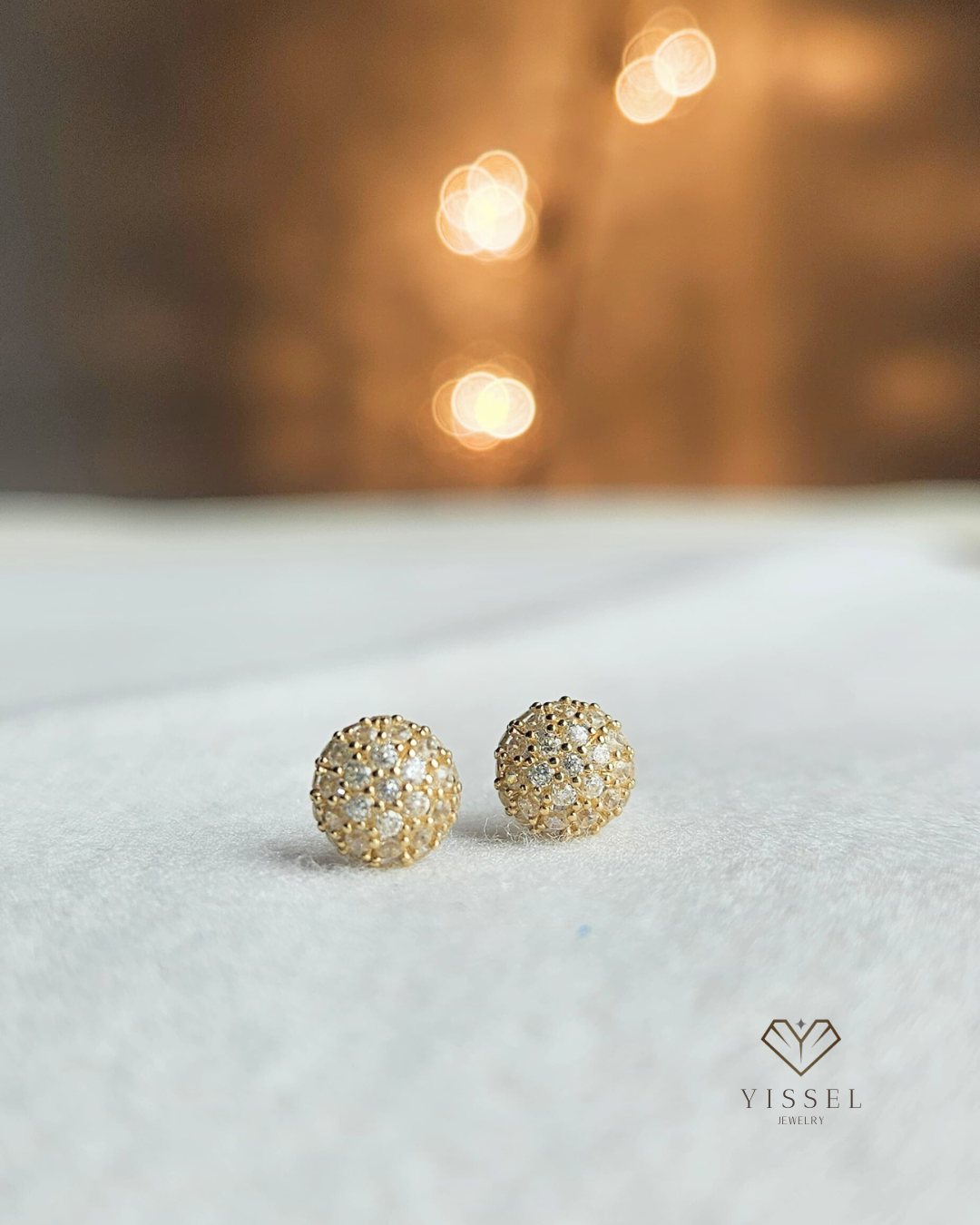 14k CZ Round Earrings